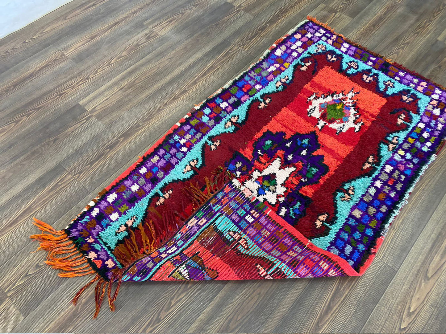 Moroccan vintage Small runner Rug, 3 By 5 Berber Colorful Old Rare Rugs.