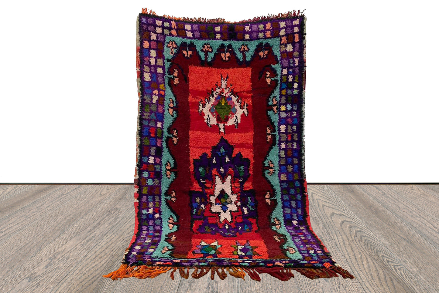 Moroccan vintage Small runner Rug, 3 By 5 Berber Colorful Old Rare Rugs.