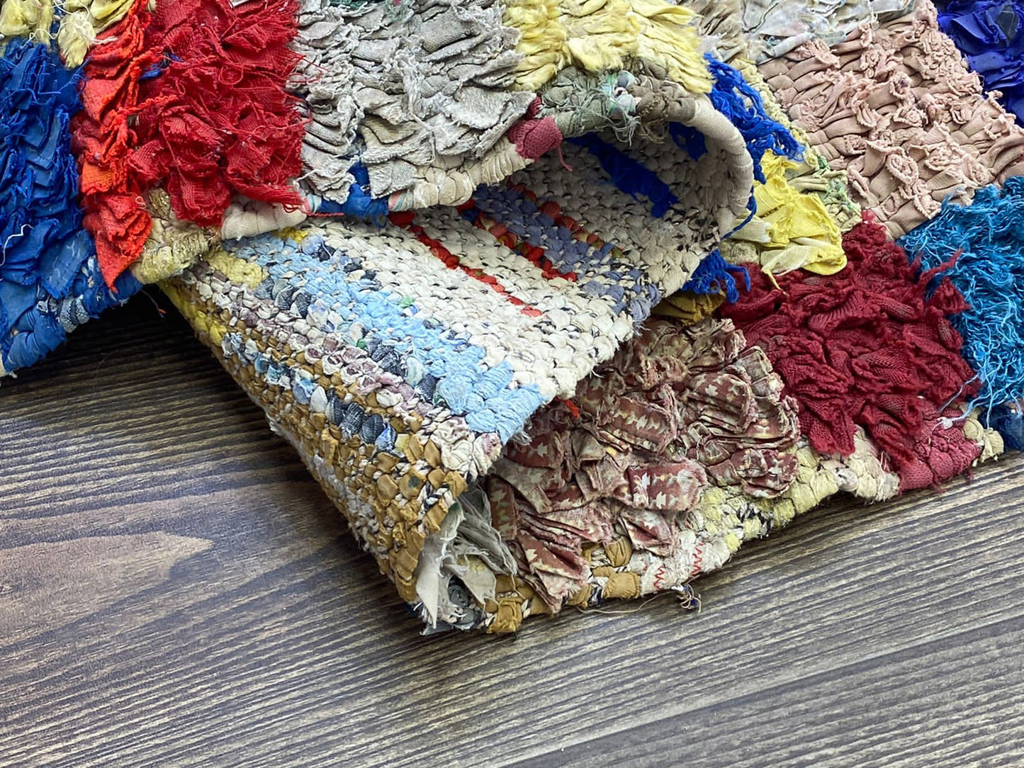 Boucherouite Moroccan Vintage Rare old woven colored Rug, 4x8 Large area Rugs.