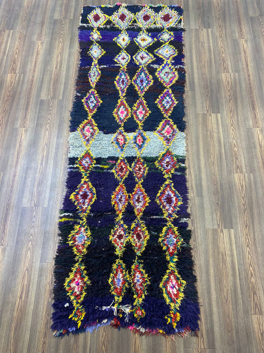 Tapis de couloir berbère marocain vintage 3x10.