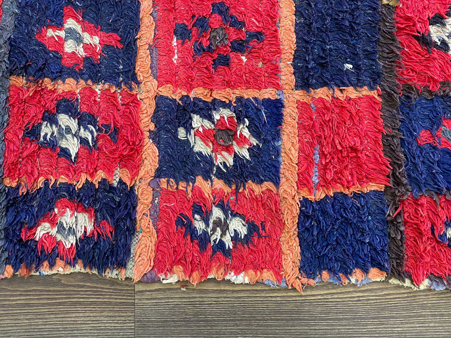 3x6 small runner Moroccan vintage Rugs, Berber woven Grid Colorful Rug.