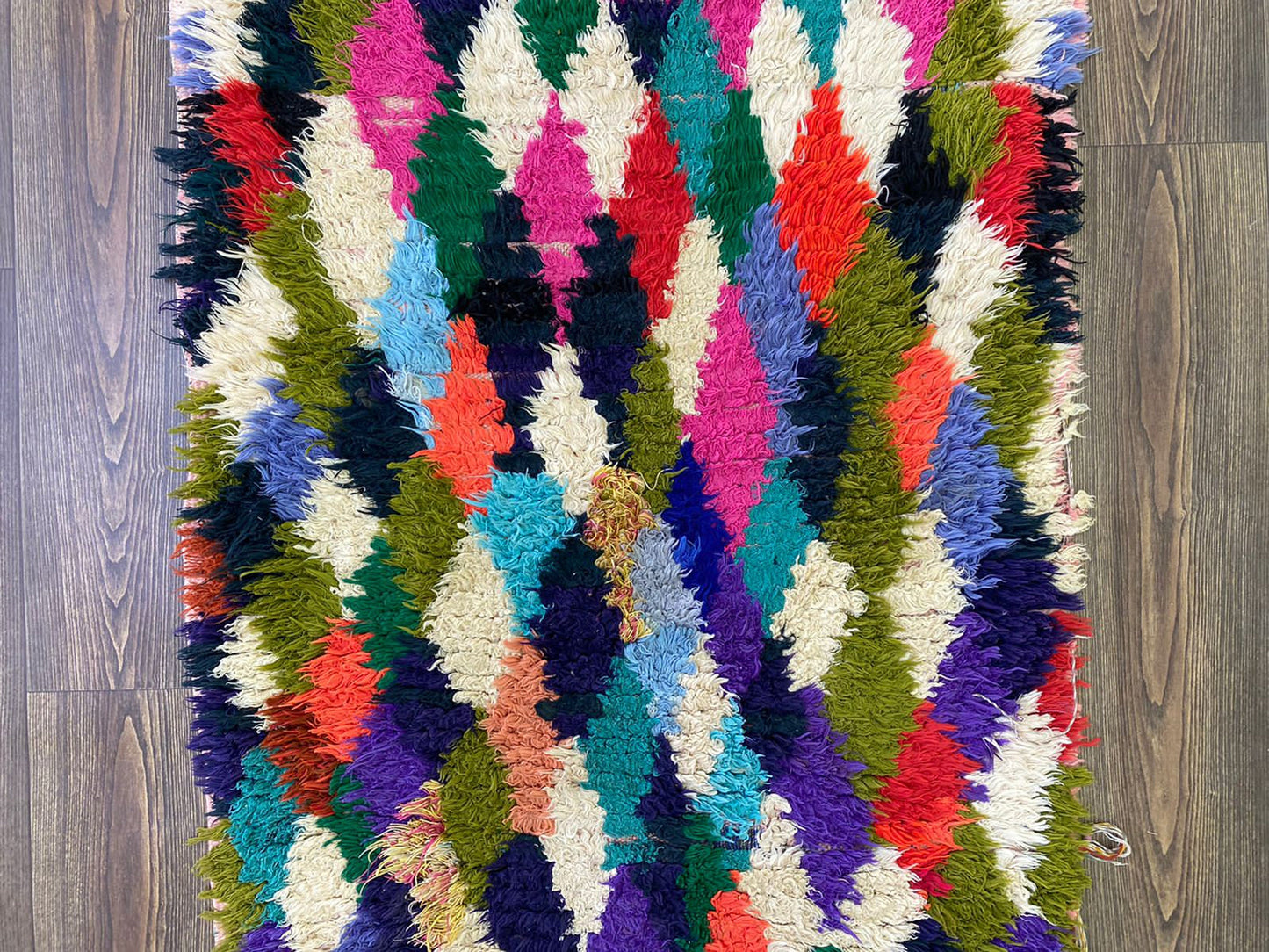 3x5 Small vintage runner Rugs, Moroccan Handwoven colorful Diamond Rug.