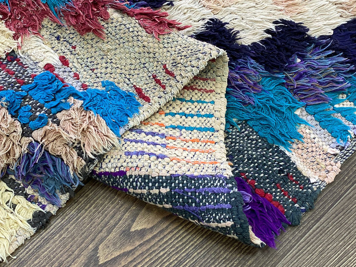 4 By 6 Checkered Chevron Colorful vintage small area Rug, Moroccan Berber woven Rugs.