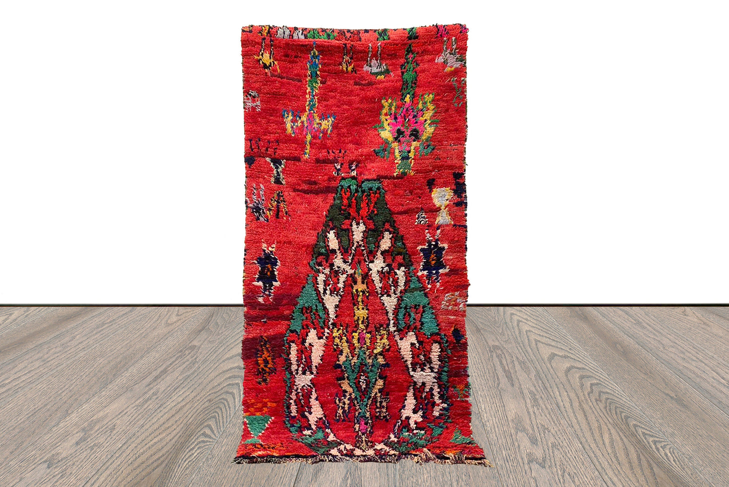 Moroccan - Berber woven red vintage area Rug, 3x8 FT, Bohemian Home Decor unique rugs.