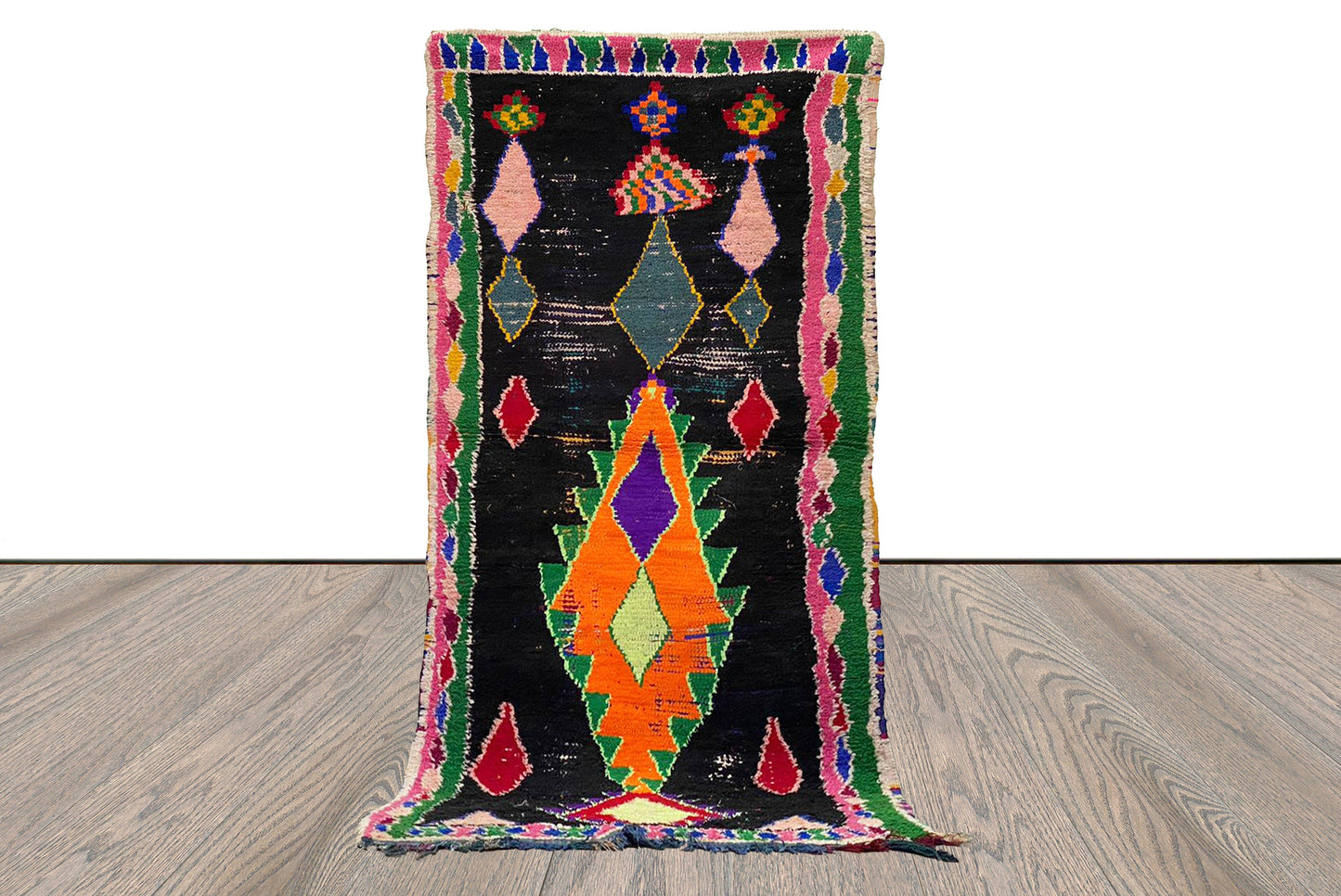Black vintage Rug, 4x8 FT, Moroccan rug, Berber vintage shag Rug.