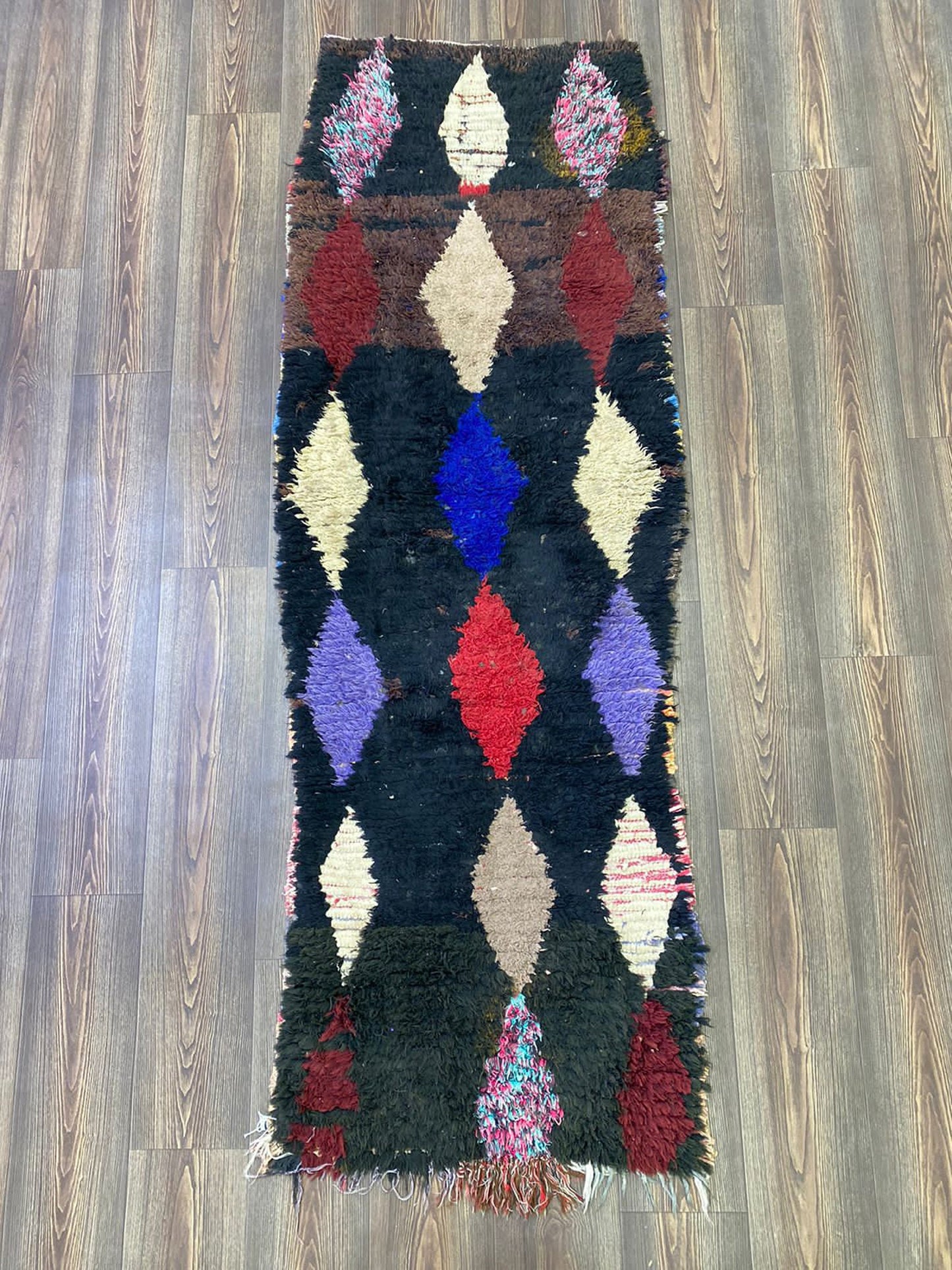 Bohemian Moroccan vintage runner Rug 2x7, Berber hallway runners.