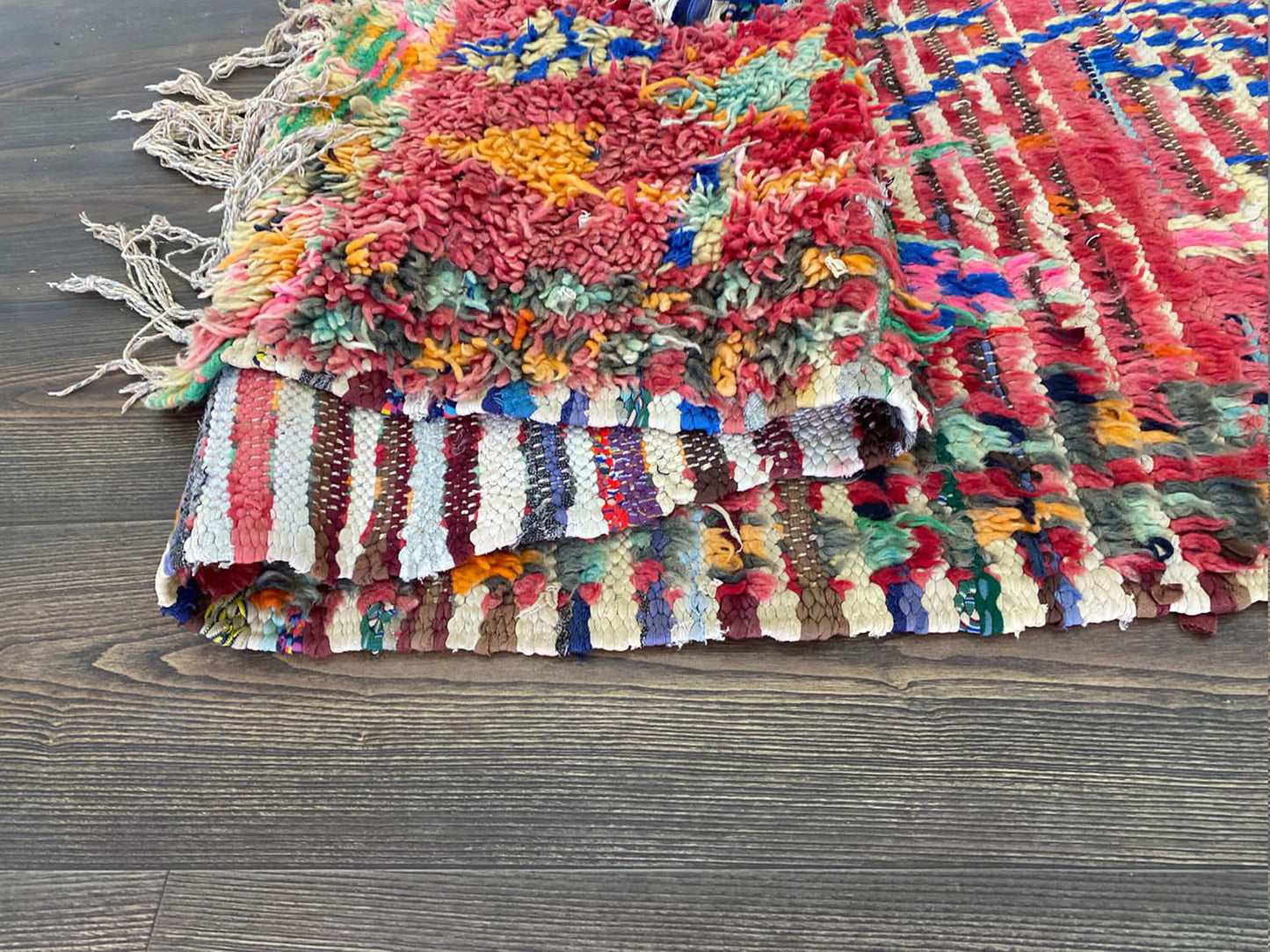 4x8 ft Moroccan worn vintage Faded Rugs, Berber colored area Rug.