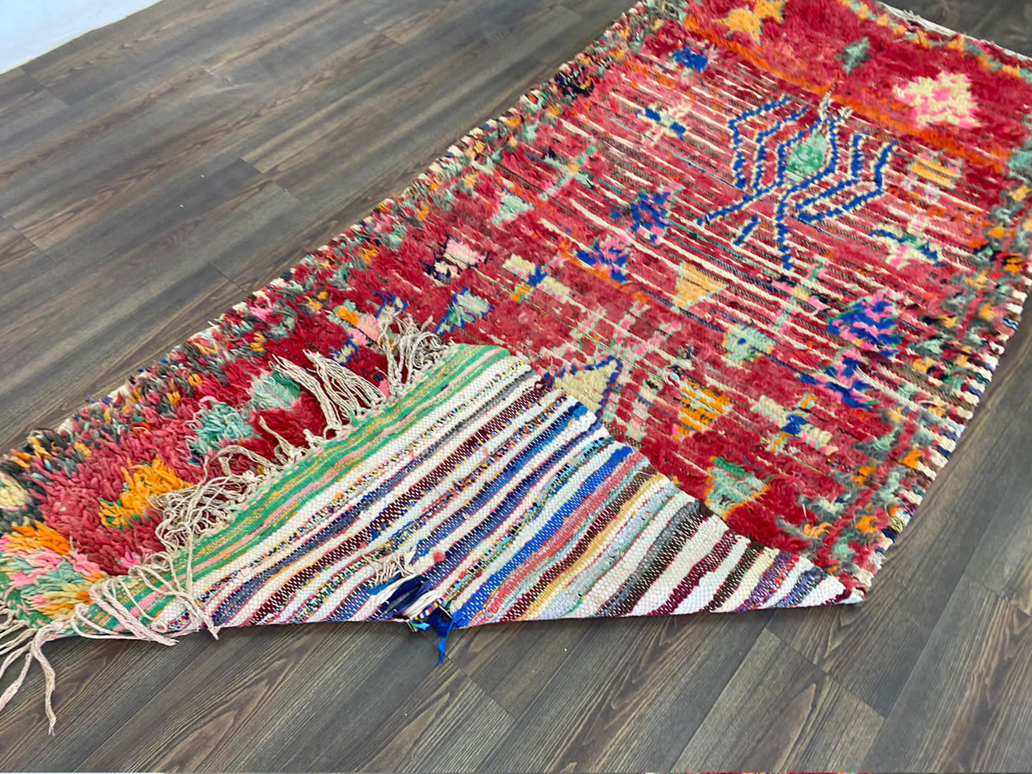 4x8 ft Moroccan worn vintage Faded Rugs, Berber colored area Rug.