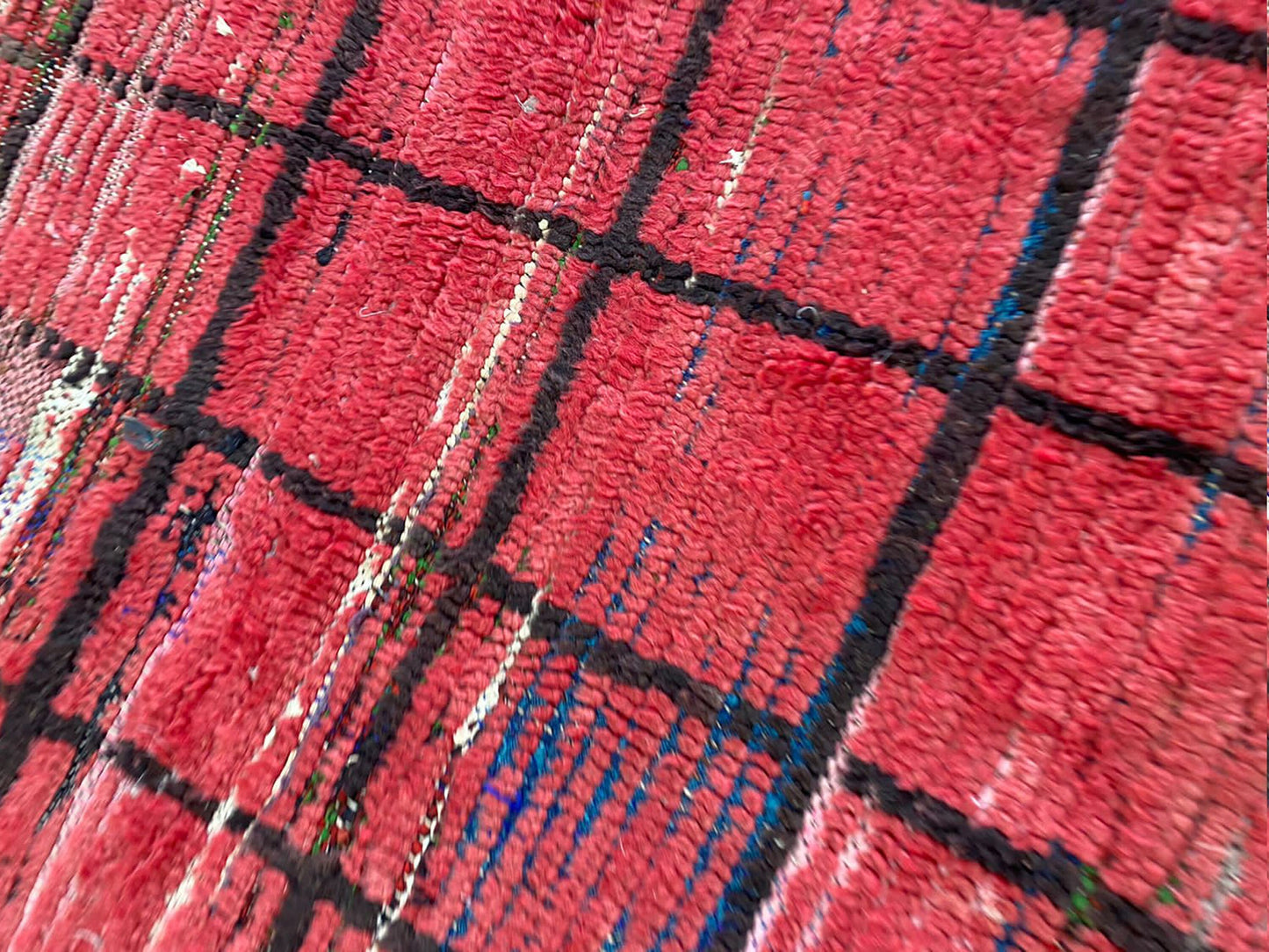 Bohemian Home Decor vintage Grid runner Rugs, 4x9 Berber woven Wool Unique Rug.