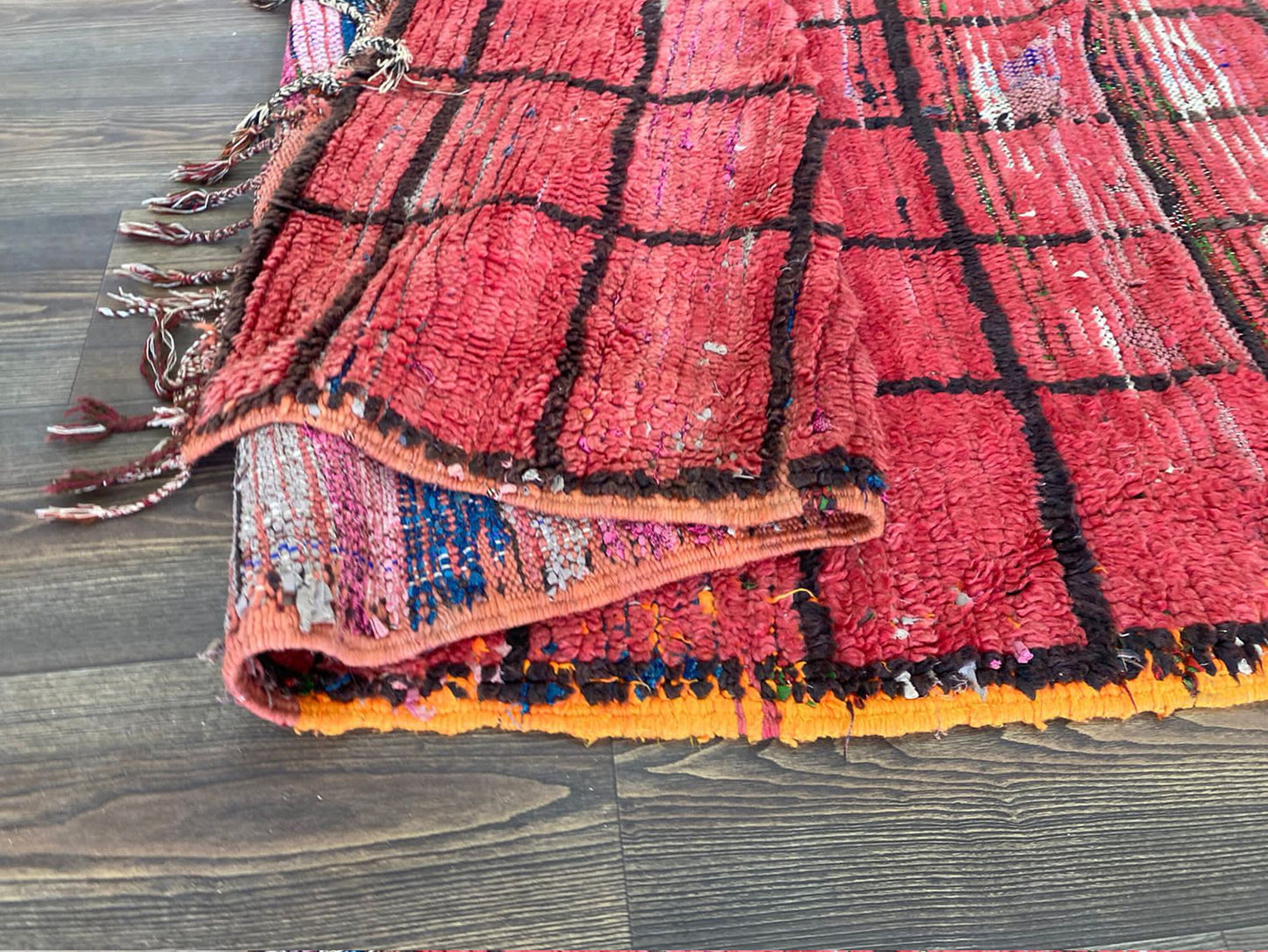Bohemian Home Decor vintage Grid runner Rugs, 4x9 Berber woven Wool Unique Rug.