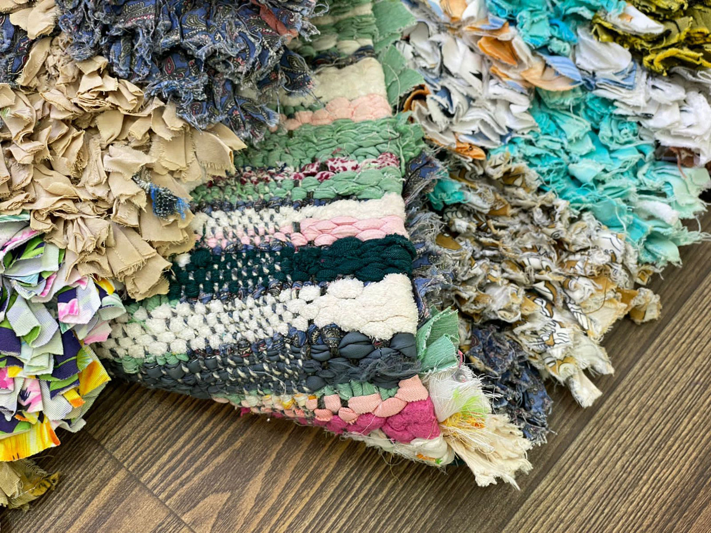 Vintage Unique Old Rare Moroccan woven Boucherouite small Rugs, 3 By 6 Berber shag runner Rug.