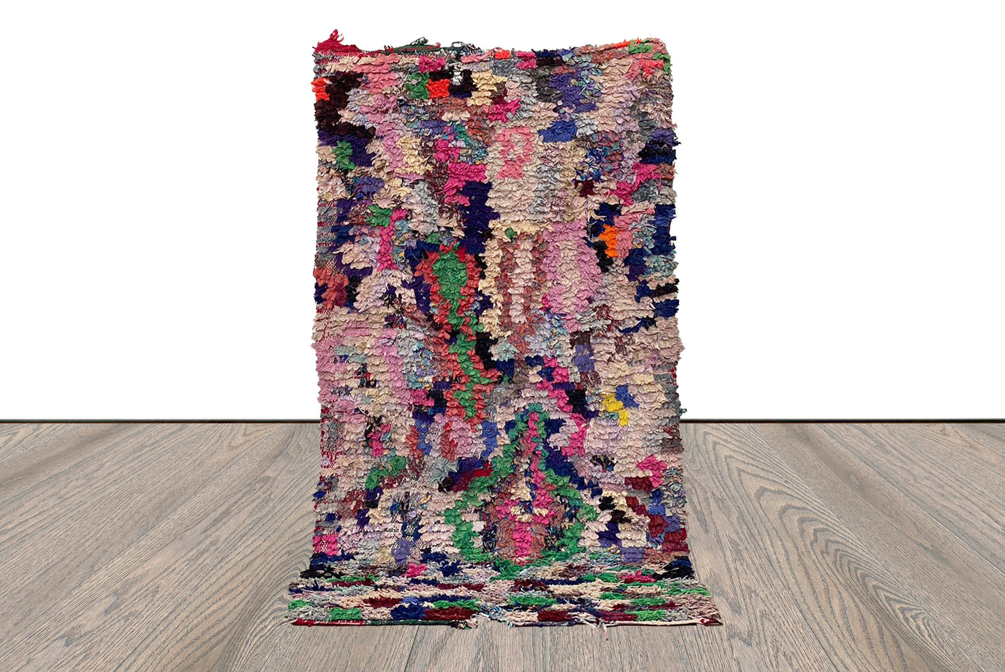 3x6 Narrow runner Boucherouite small Rugs, Berber vintage Moroccan Rug.