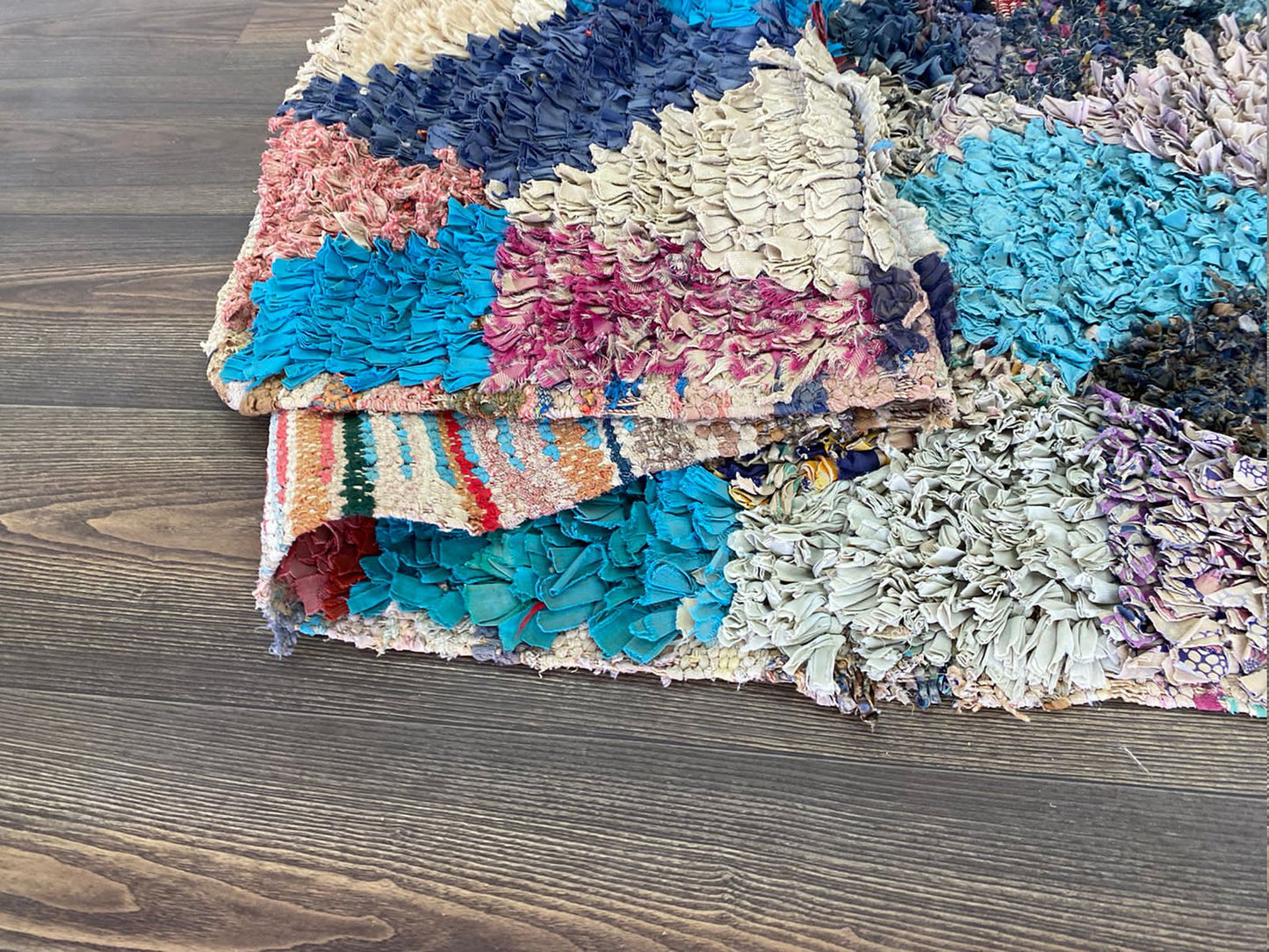 4x6 Berber Boucherouite vintage small shag Rug. Moroccan Colorful Dimond area Rugs.