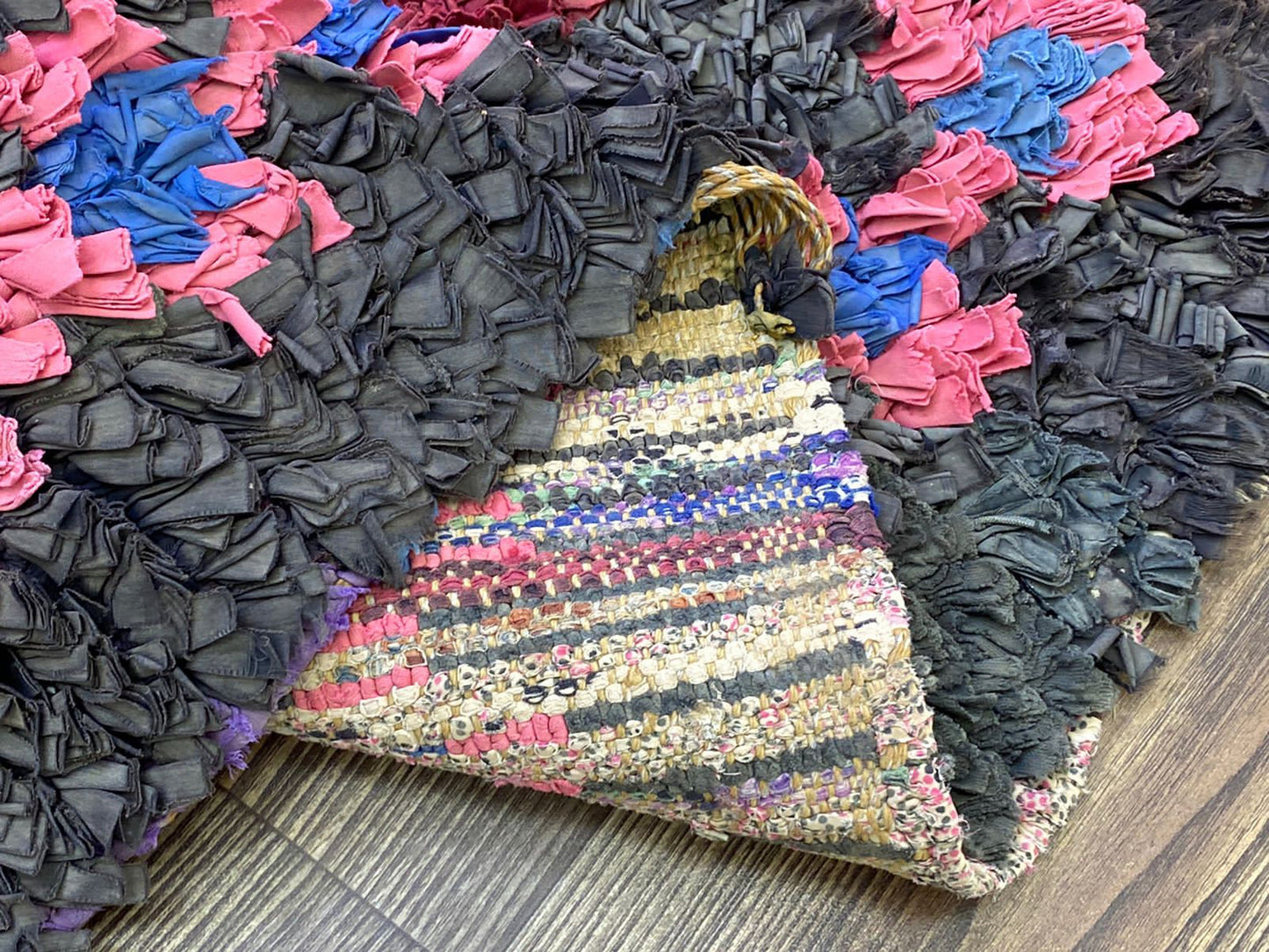 Boucherouite shag runner Rugs, 3x6.5 Moroccan Berber Hand Woven vintage Colored Rug.