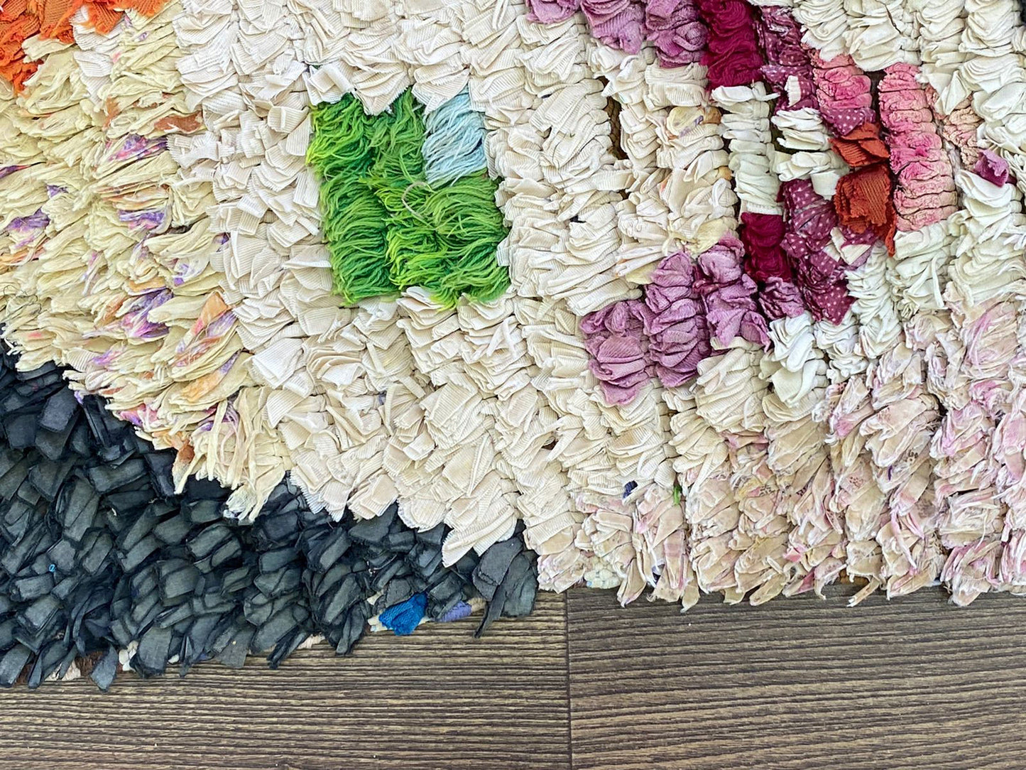 Moroccan Vintage rug, 3x7 FT, narrow Boucherouite colorful runner Rugs, Diamond colored Shag Rug.