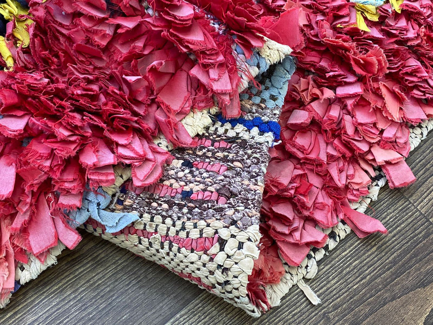 Vintage Boucherouite shag runner Rugs 3x9, Moroccan Berber Rug.
