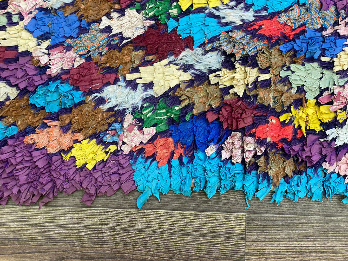 Boucherouite rug, vintage runner rugs, 3x8 FT, handwoven Diamond Colorful Rug, Moroccan Berber Rugs.
