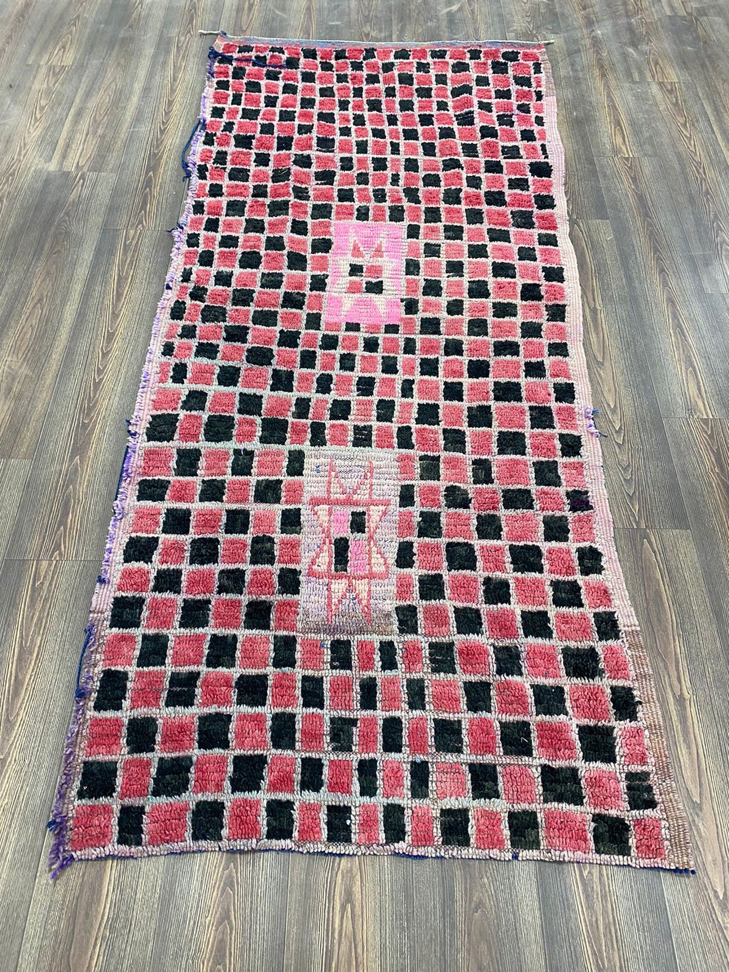 4 x 8 ft vintage Berber grid Rugs, Moroccan Colorful area Rug.
