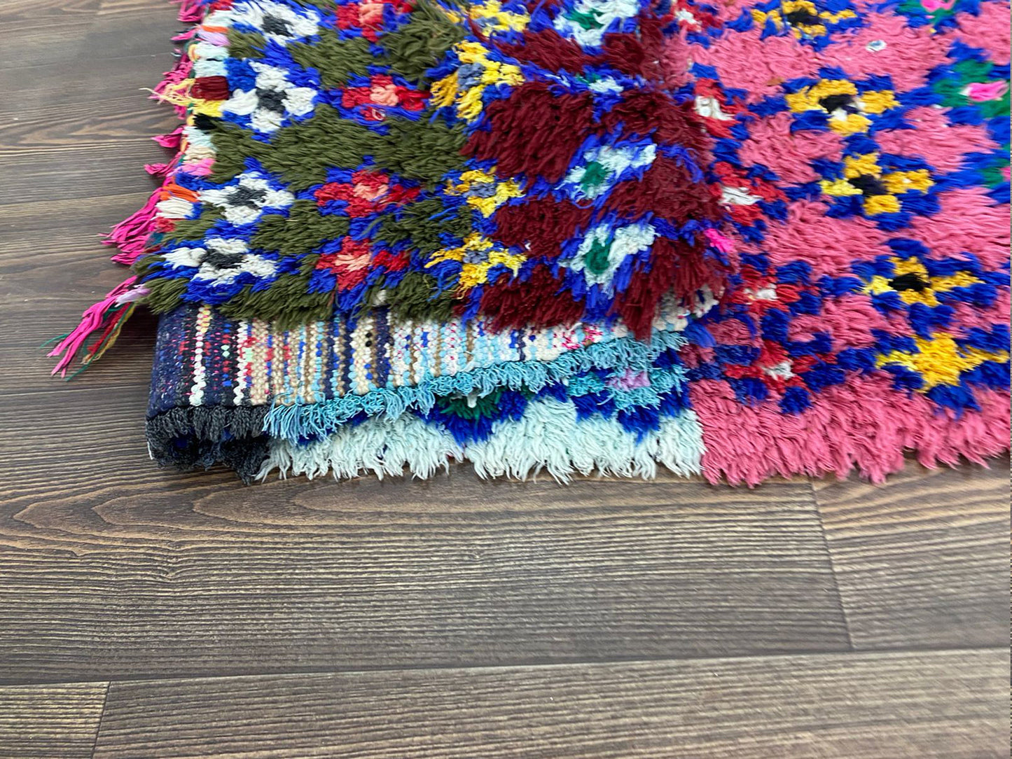 3x8 vintage Berber Diamond runner Rugs. Moroccan Colorful Shag Rug.