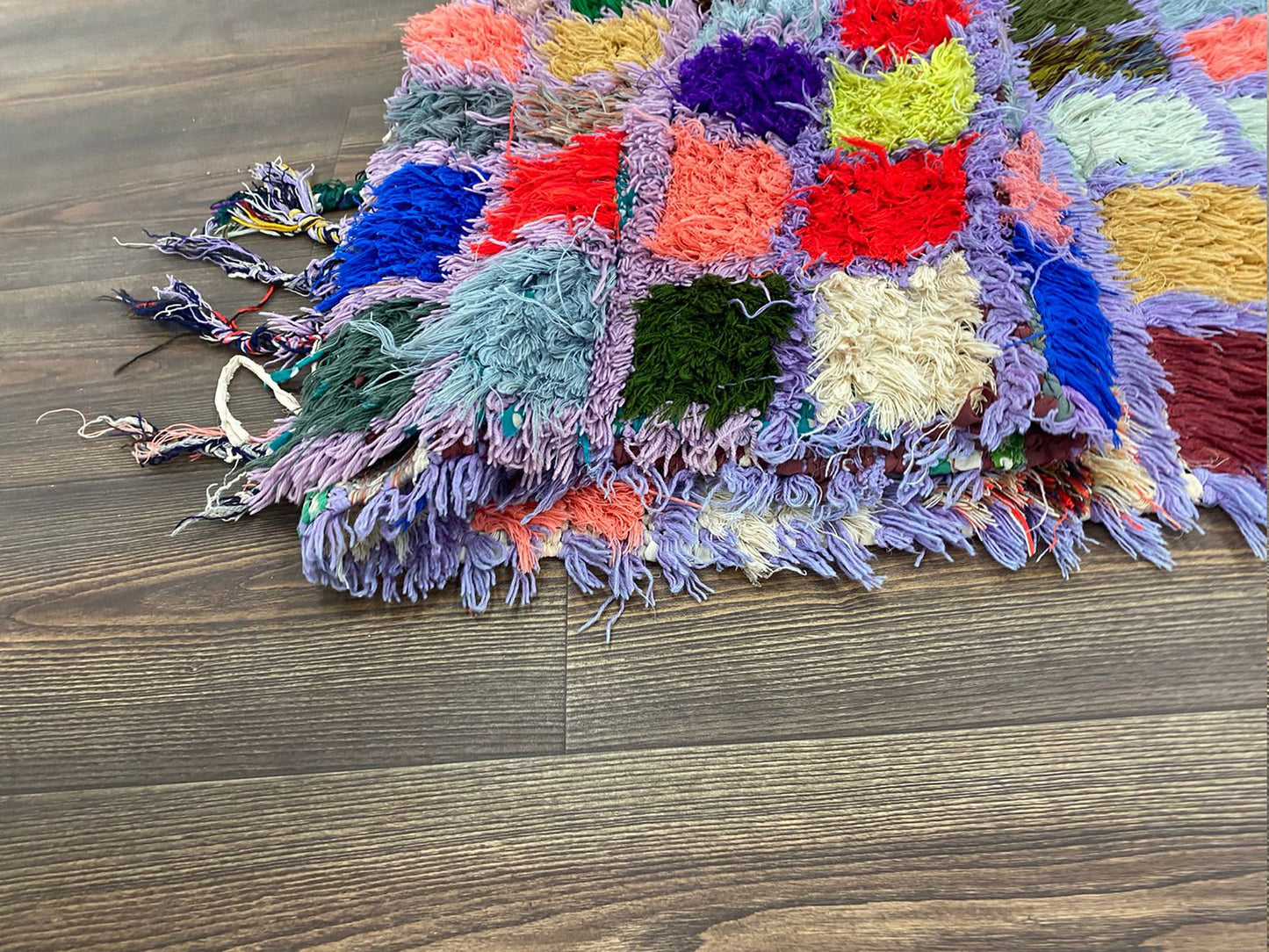3x9 Berber hand woven grid vintage narrow runner Rugs, Vintage colorful Long Rug.