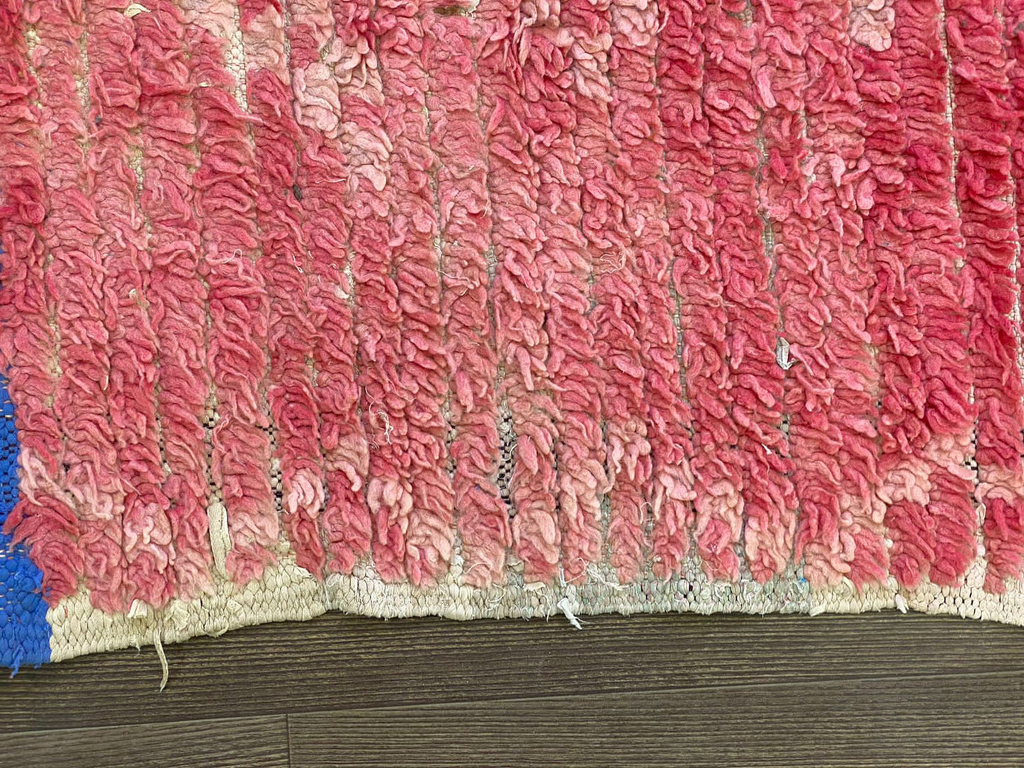 4x7 Moroccan vintage Faded red rug, woven Berber area rug.
