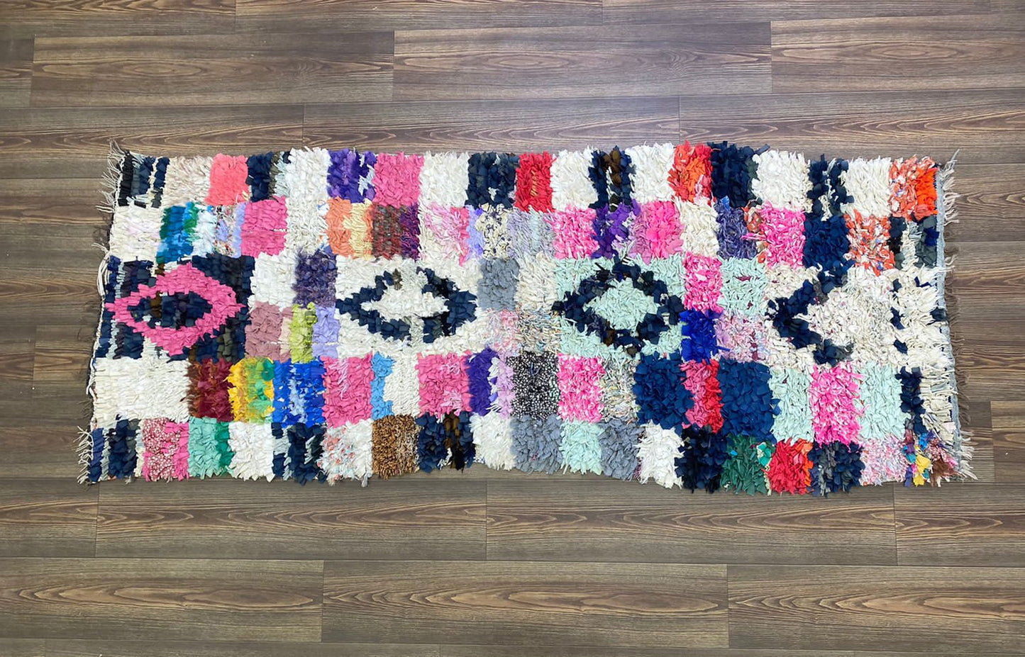 3x7 Boucherouite Rugs, Moroccan Berber Narrow runner Rug.