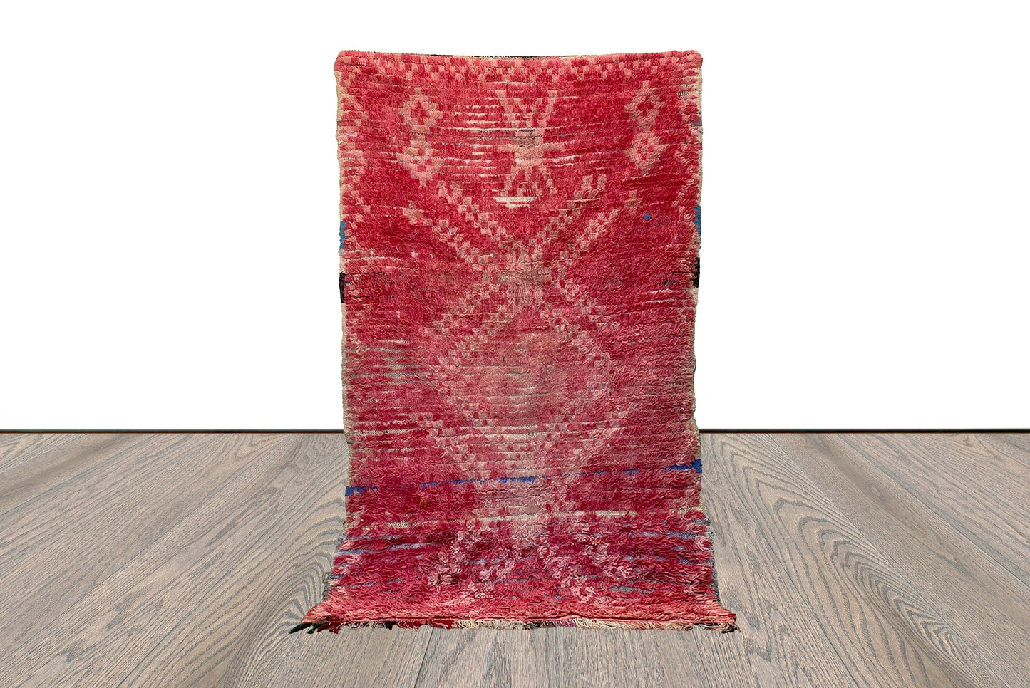 4x7 Moroccan vintage Faded red rug, woven Berber area rug.