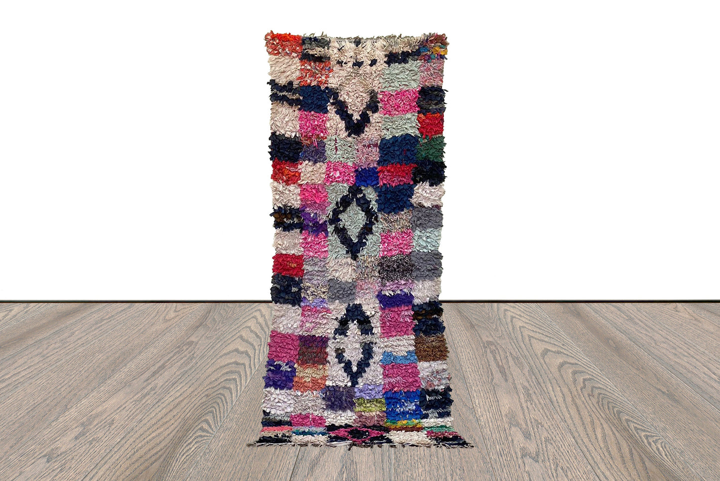 3x7 Boucherouite Rugs, Moroccan Berber Narrow runner Rug.