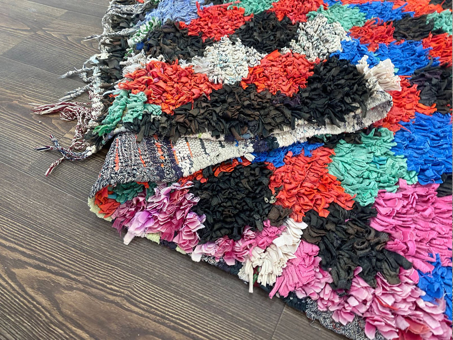 5x5 Diamond vintage Woven Colorful area Rug, Berber Moroccan Rug.