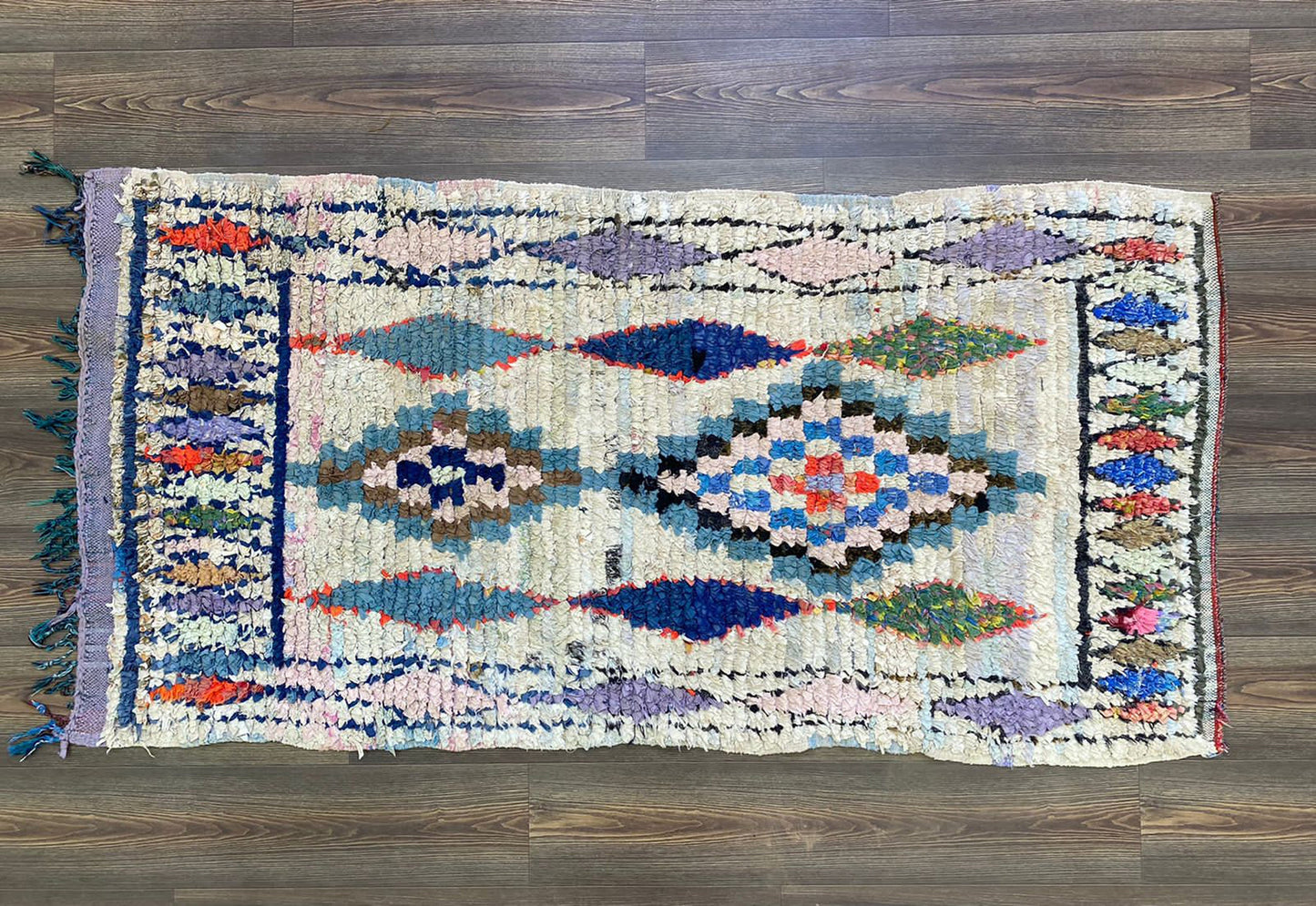 3x6 runner Boucherouite Rugs, Moroccan Berber runners shag Rug.