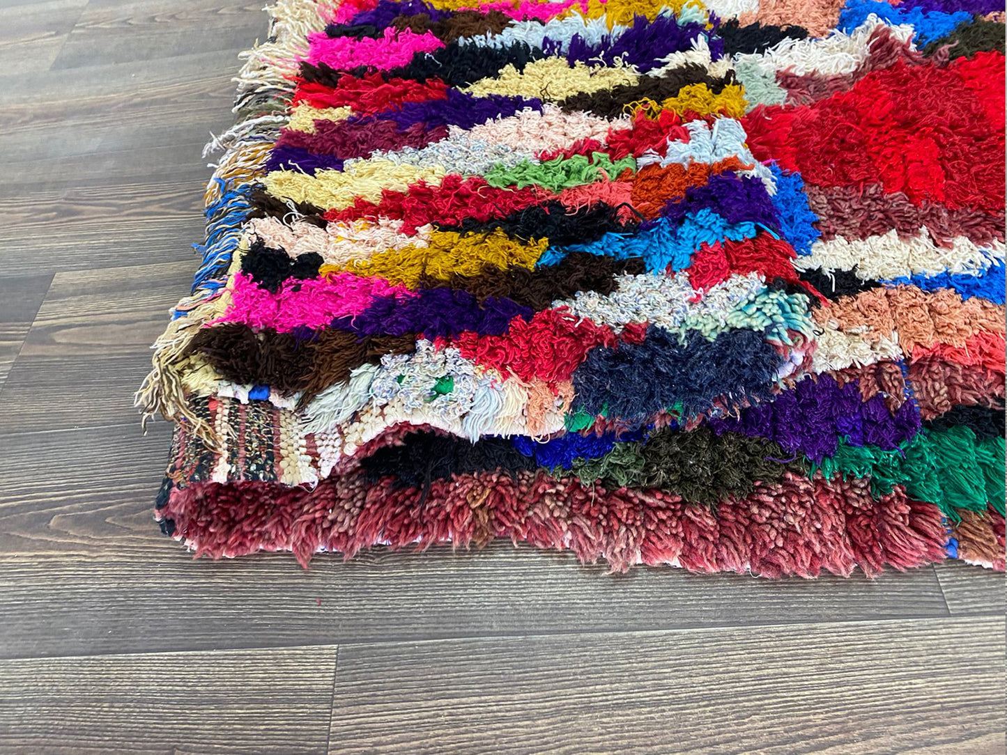 Hand woven Diamond Colorful long runner Berber Rug, 3x10 Moroccan vintage shag Rugs.