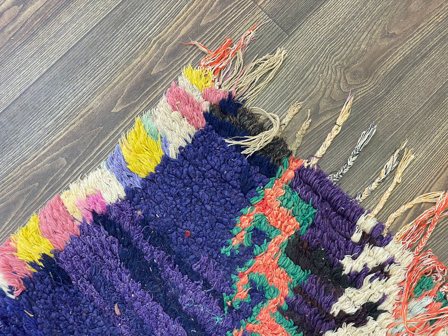 Moroccan handwoven Vintage woolen area Rug, 3x6 Berber blue Rug.