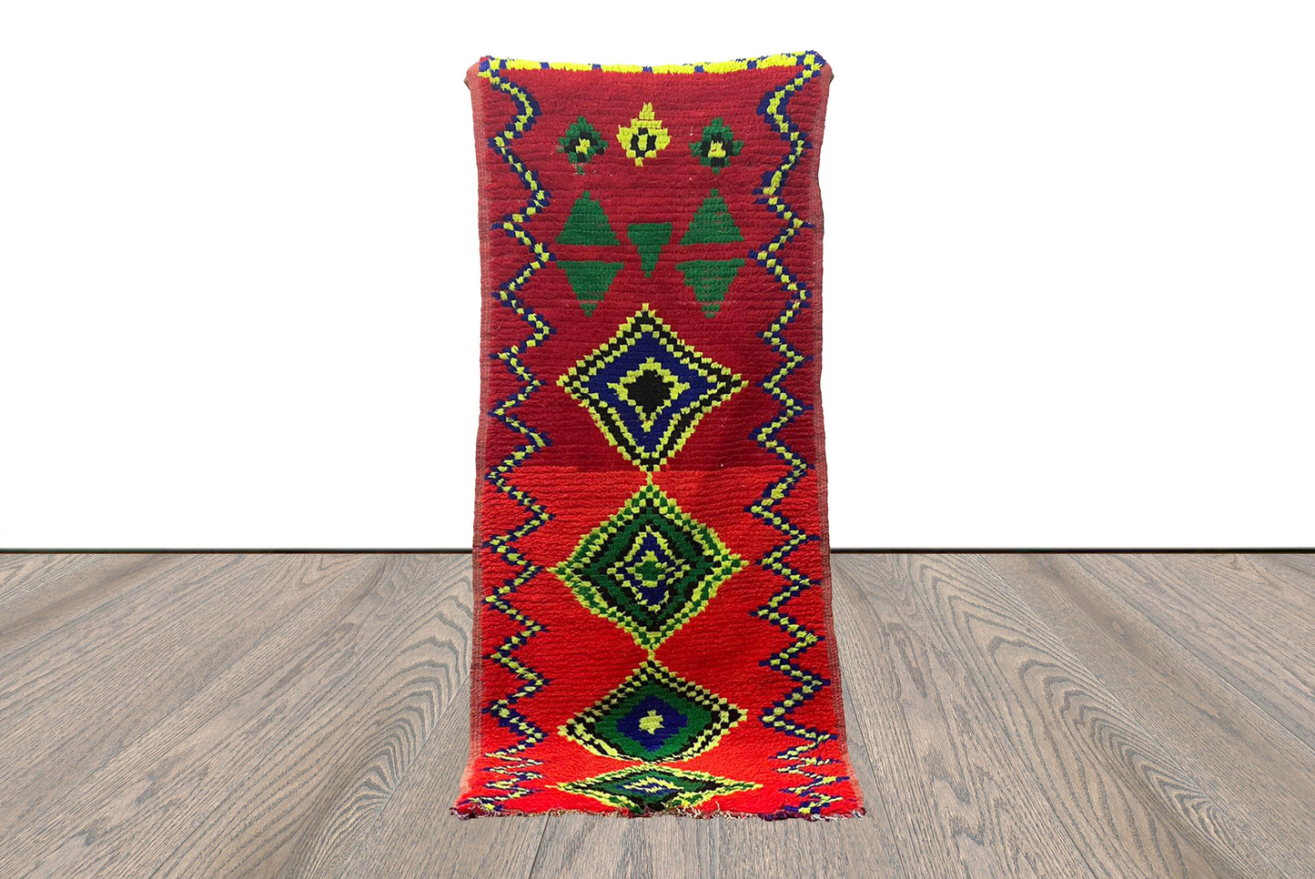 narrow small runner Rug, Moroccan Berber red Rug 2x6.