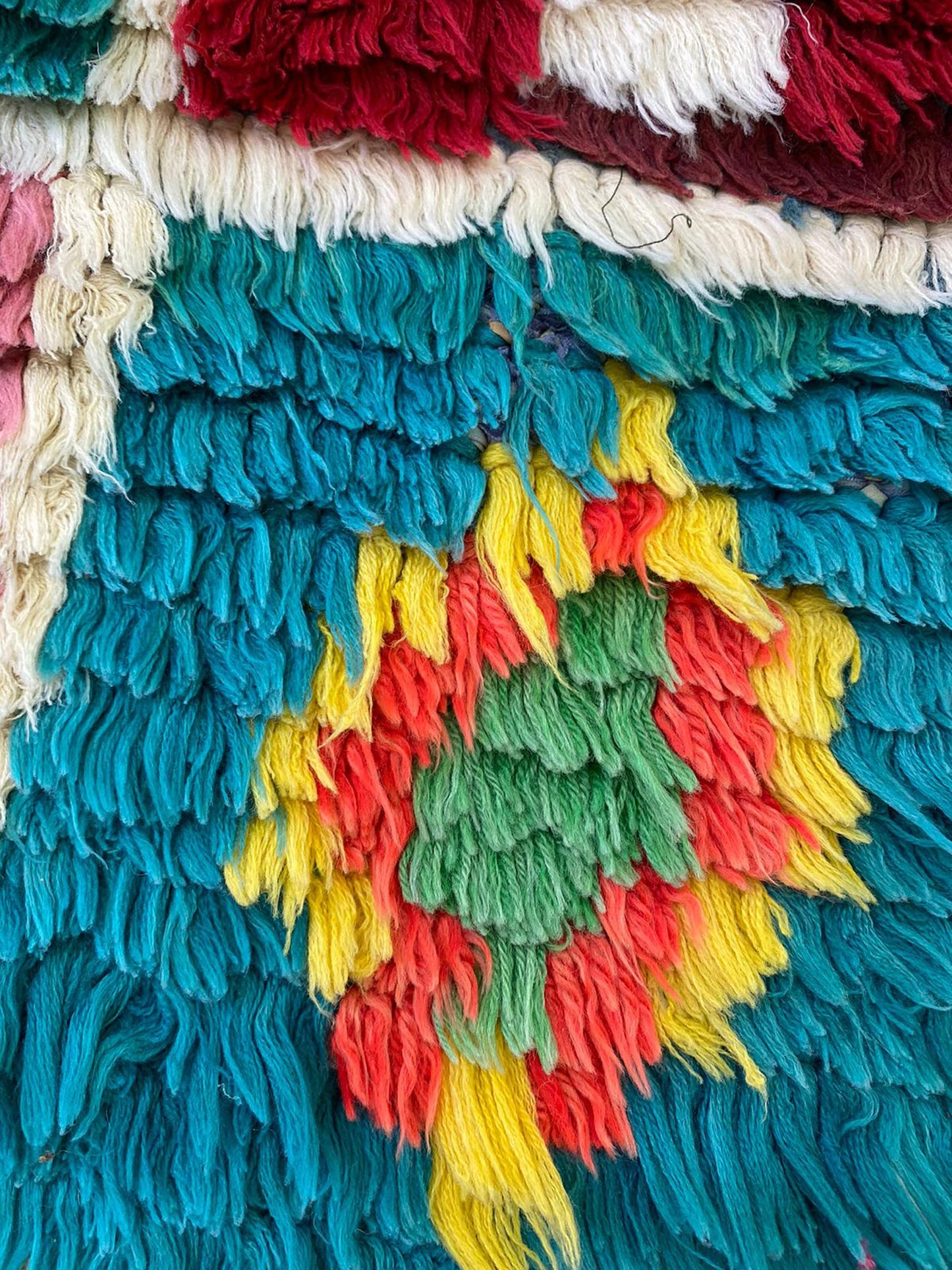 Vintage Small area Rugs, 4x7 Moroccan Rare Old woven Grid Colored Rug.