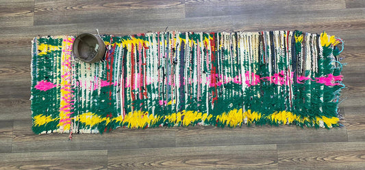 Moroccan Narrow SMALL runner Rugs, Vintage Worn colorful Rug 2 BY 6.