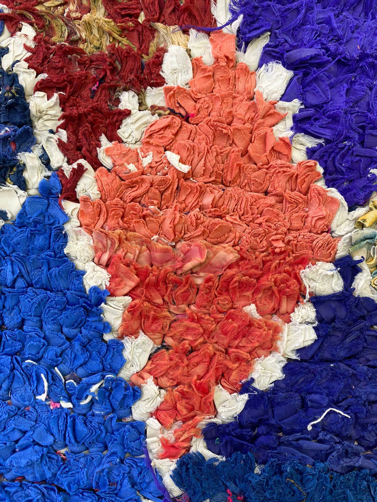 Moroccan Vintage Boucherouite narrow small runner rugs, 3x5 FT, Handwoven Berber Colorful Rugs.