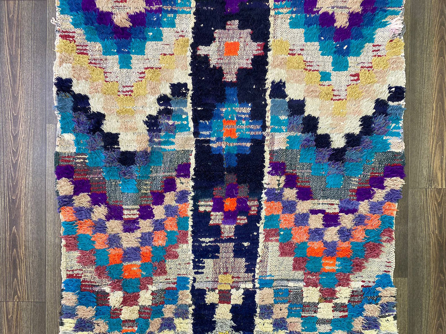 4 By 6 Checkered Chevron Colorful vintage small area Rug, Moroccan Berber woven Rugs.
