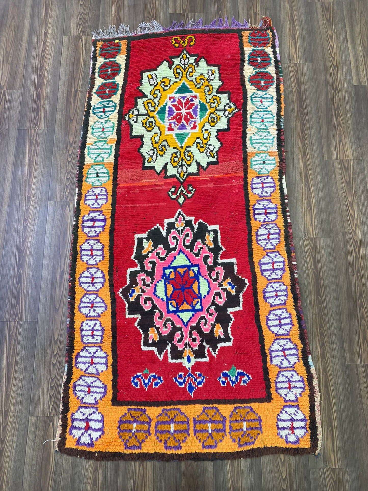 4x7 Moroccan woven red vintage area Rugs.