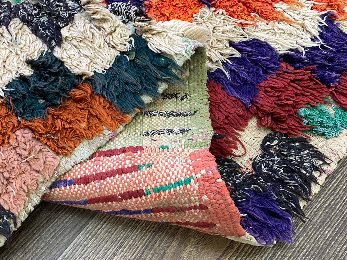 4x6 Small Moroccan vintage Rug, Woven Checkered Diamond colorful Rug.