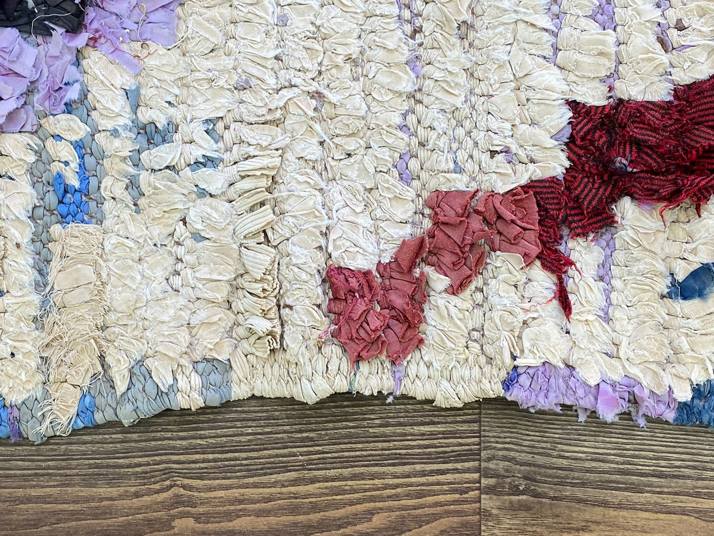 3x7 Vintage Moroccan chevron small area Rug, Berber Boucherouite shag Rug.