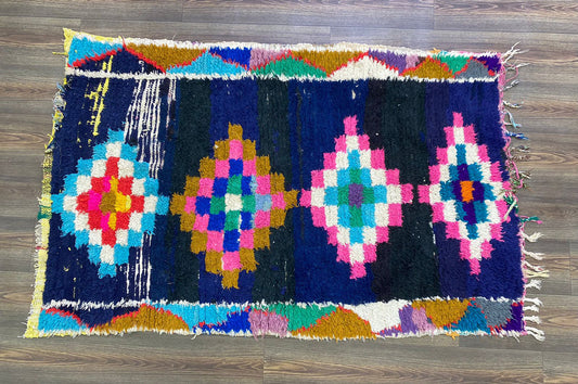 Small Berber area Rug, bohemian colorful Vintage unique Rug. Moroccan Rugs 3x6.