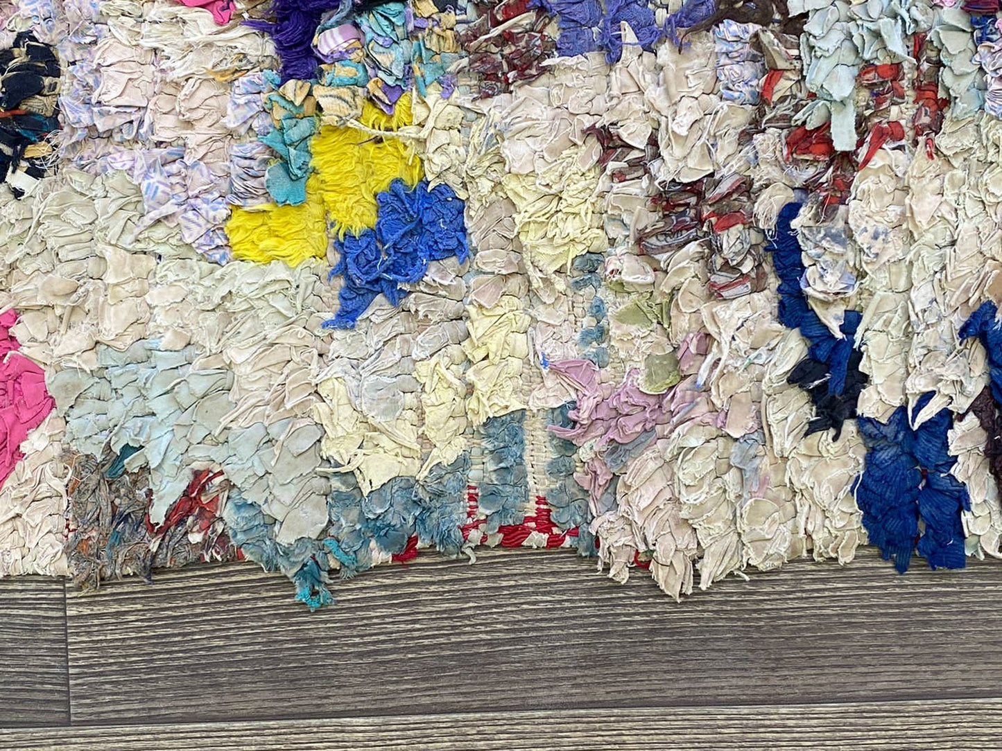 3x6 Narrow runner Boucherouite small Rugs, Berber vintage Moroccan Rug.