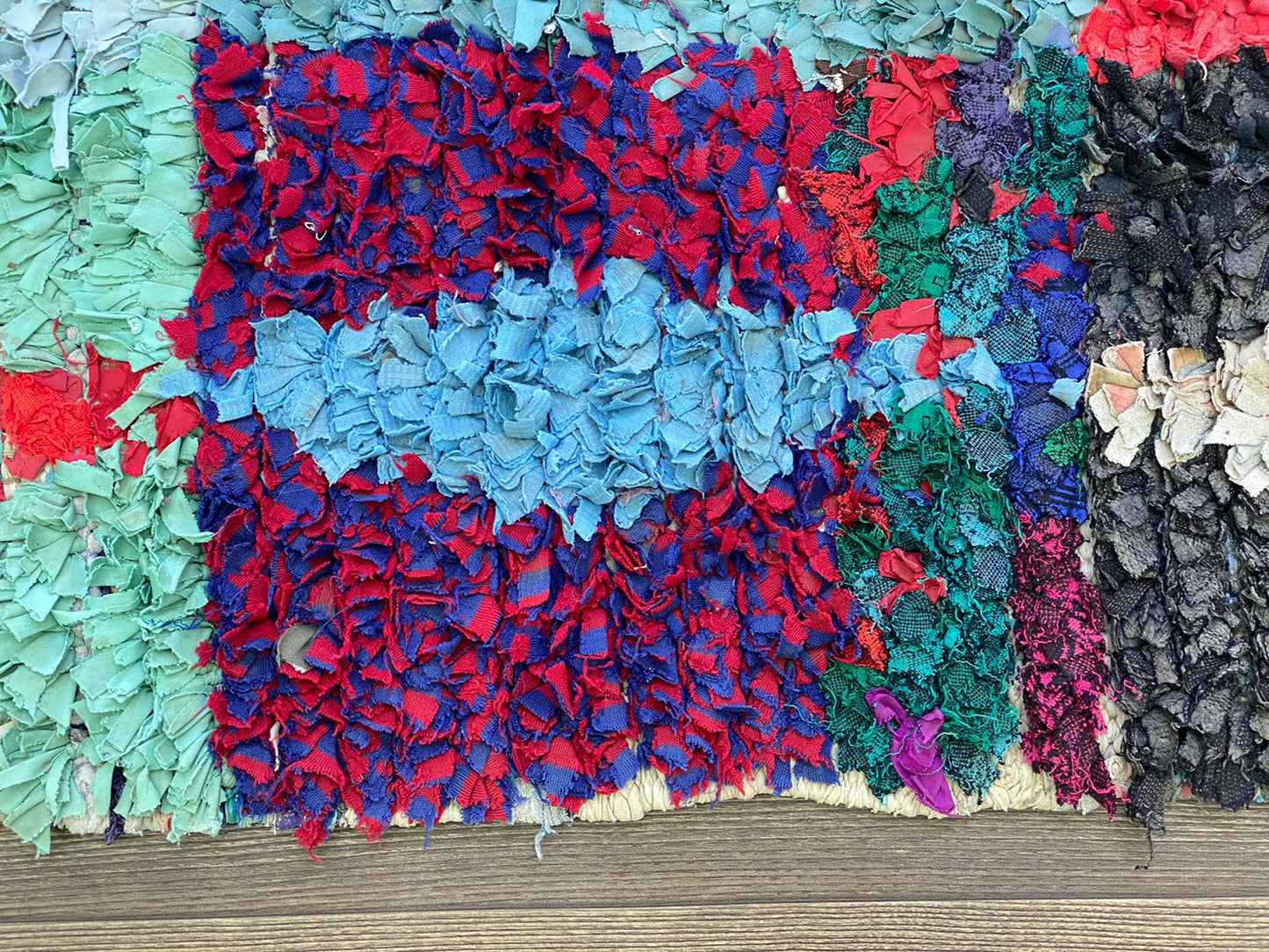 3x8 Boucherouite runner Rugs, Moroccan Berber Hand Woven vintage Colored Rug.