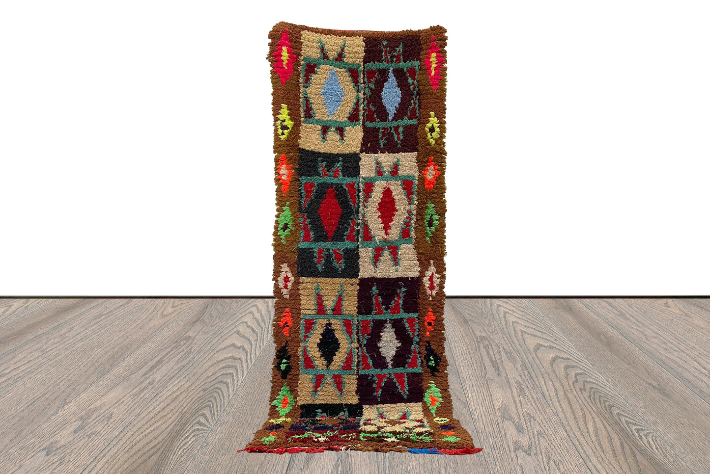3x9 Vintage Moroccan long runner Rug, Colorful woven Berber Rugs.