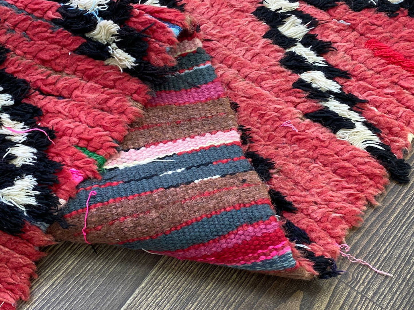 9x3 Moroccan vintage Red runner Rugs, Berber Colorful handwoven Rugs.