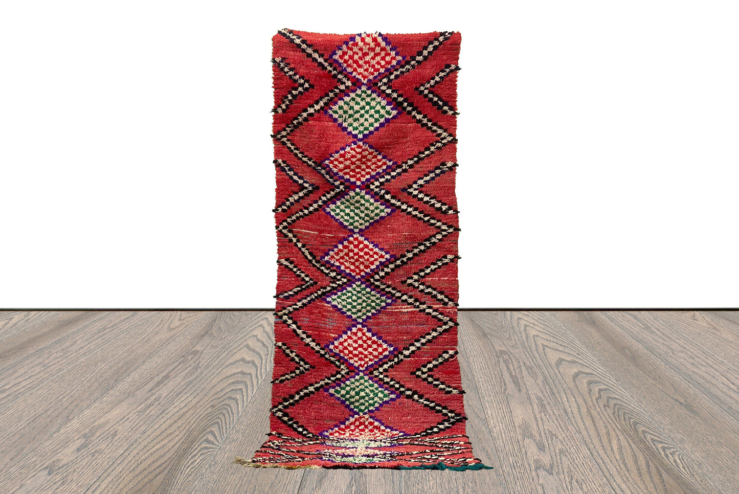 9x3 Moroccan vintage Red runner Rugs, Berber Colorful handwoven Rugs.