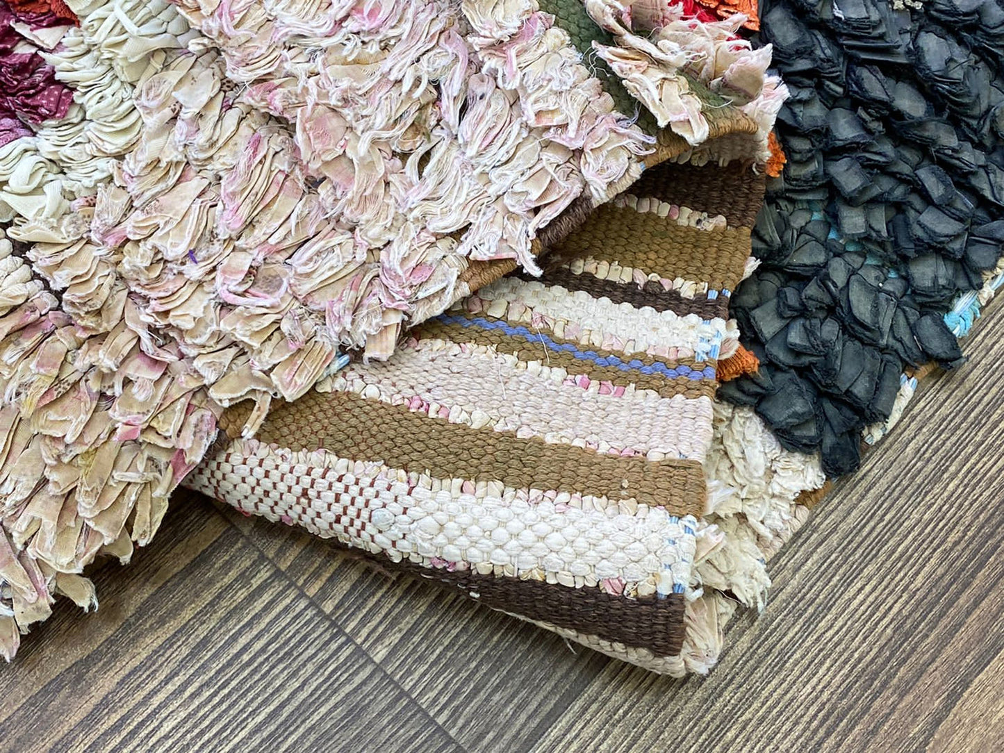 Moroccan Vintage rug, 3x7 FT, narrow Boucherouite colorful runner Rugs, Diamond colored Shag Rug.