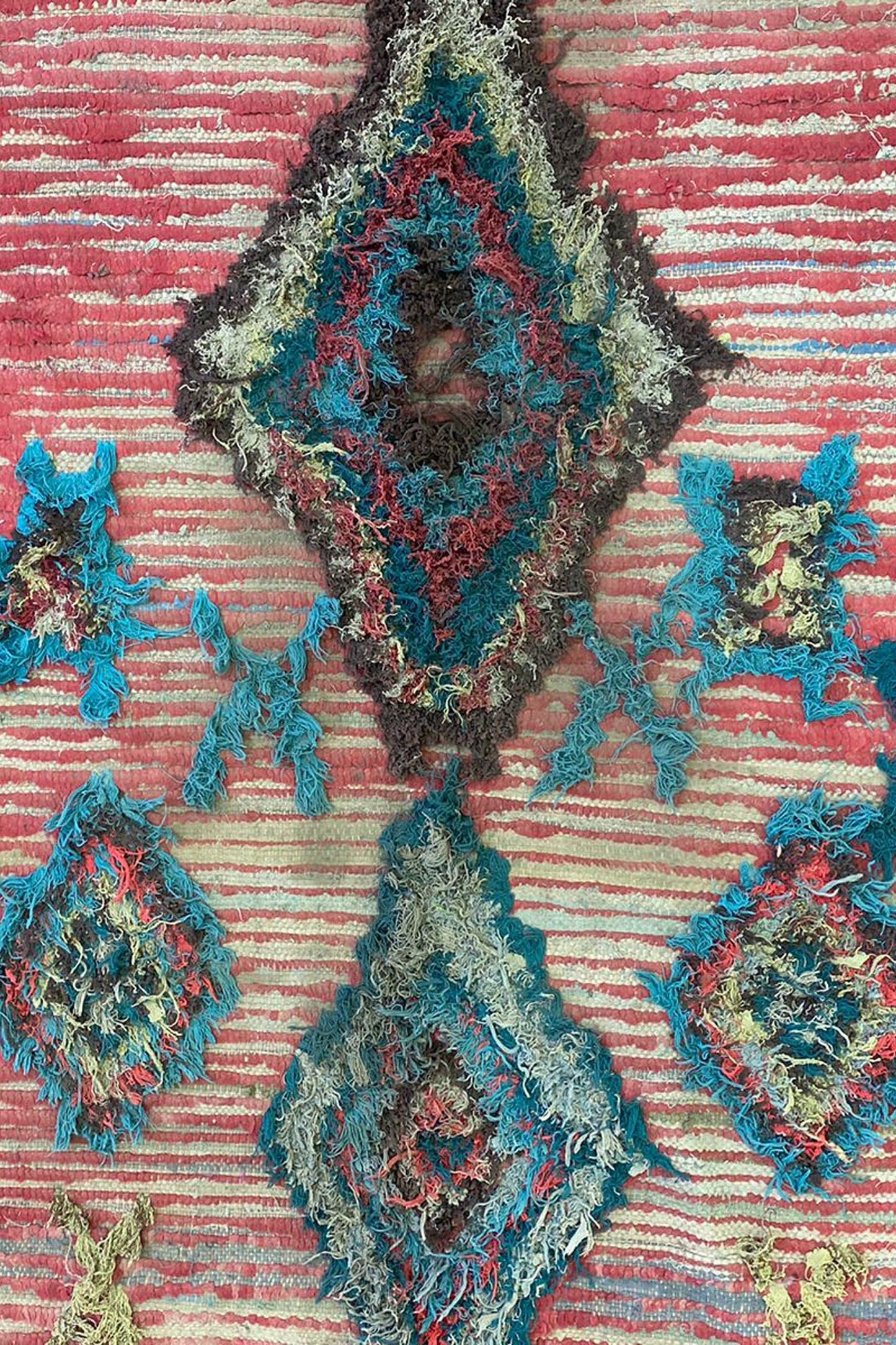 Small Moroccan vintage Faded rug, 4x5 Handwoven Berber area rug.