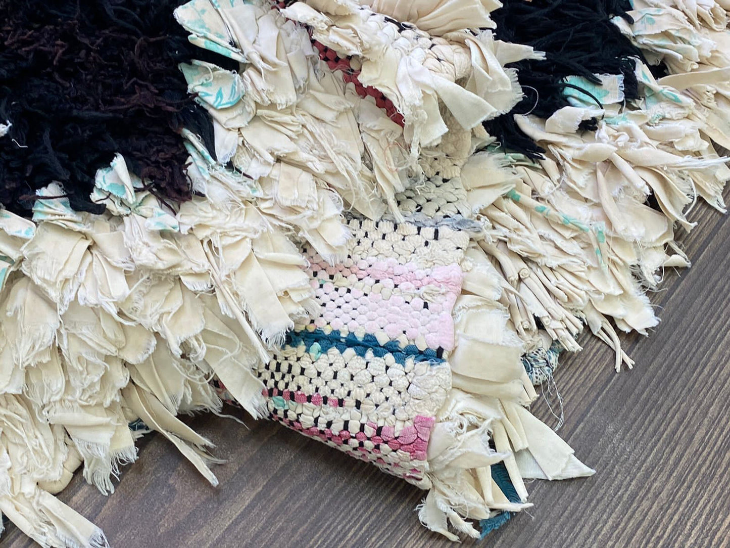 White runner Diamond Colorful Rugs. 2x9 Boucherouite vintage Rugs, Handwoven Berber Moroccan Rug.