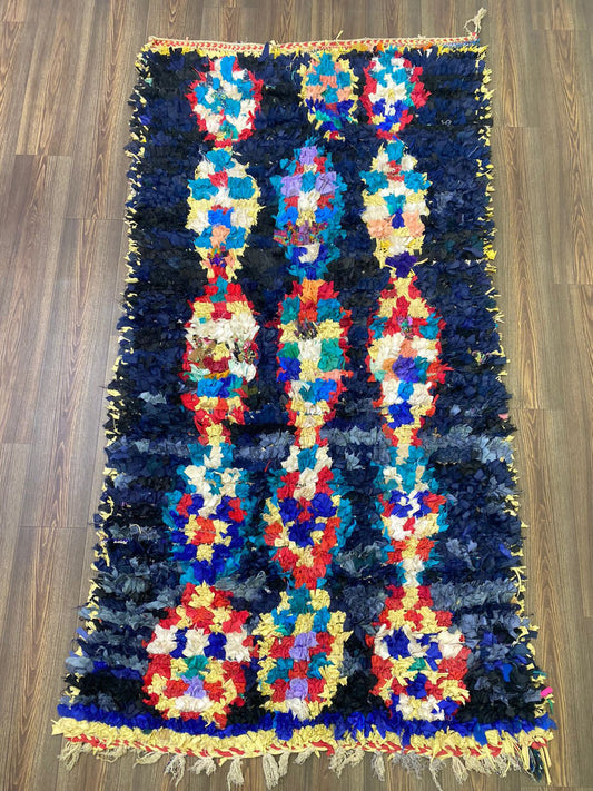 4x8 Large Boucherouite area Rugs, vintage Moroccan shag Rug.